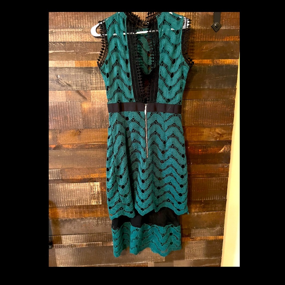 Semi formal dress. Teal & Black